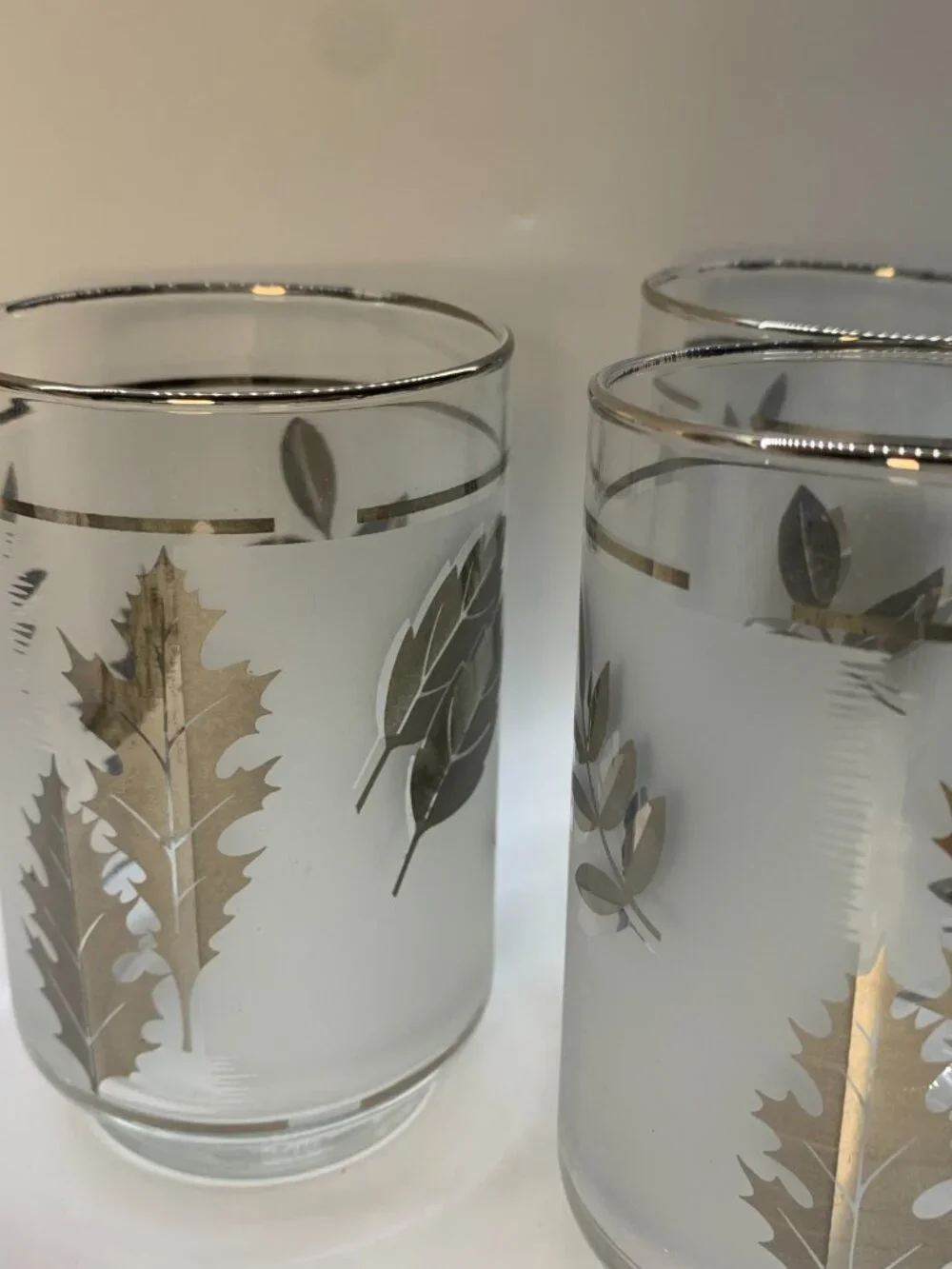 Vintage Libbey Silver Foliage Glasses 12 oz Set of 4
